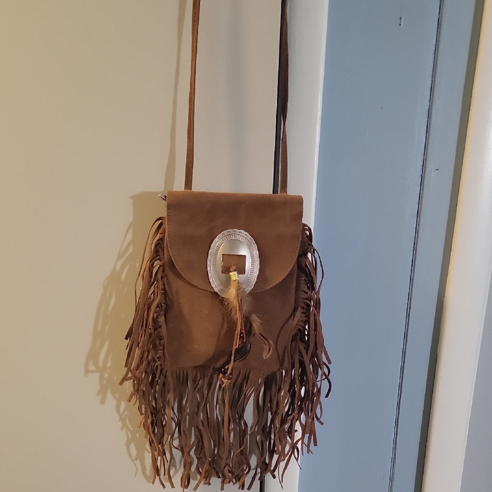 Elegant Brown Fringe Crossbody Bag
